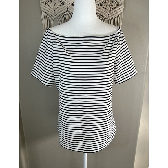 Halogen Black and White Striped Blouse EUC - Picture 2 of 15